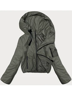 Krátká zelená dámská bunda s kapucí model 19447237 - S'WEST