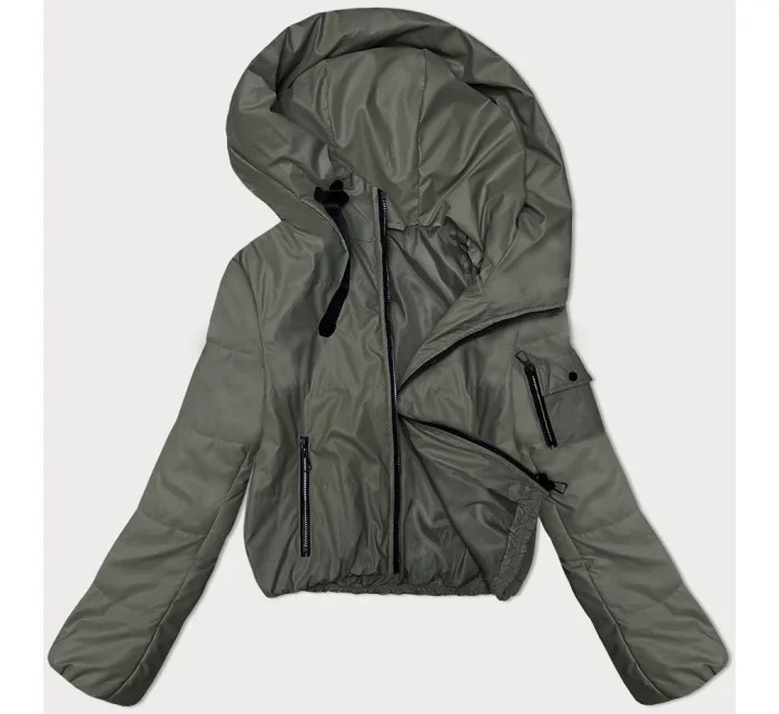 Krátká zelená dámská bunda s kapucí model 19447237 - S'WEST