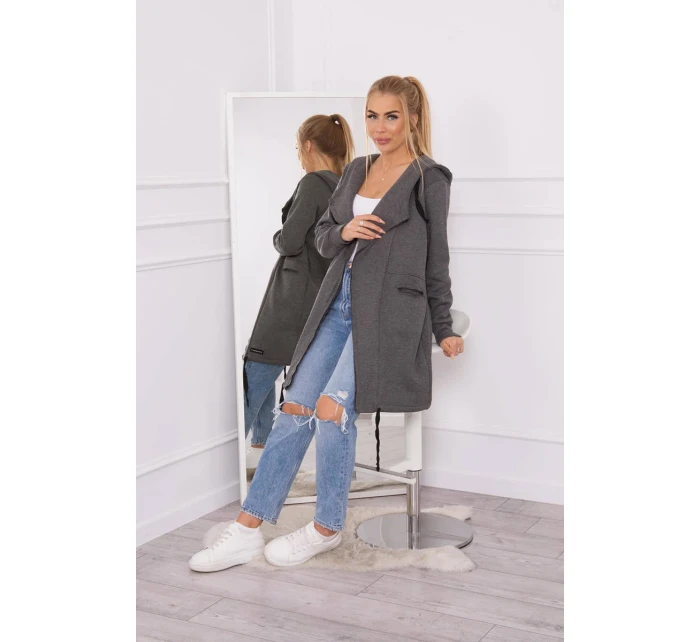 Zateplená bunda s kapucí v grafitové barvě