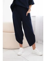 Bavlnená súprava blúzka + nohavice tmavomodrá