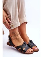 Pohodlné kožené sandále Black Kayla