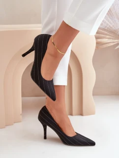 Dámske textilné lodičky s pruhmi Tifidra Black