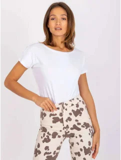 Biele tričko Basic so zadným výstrihom Feel Good (4662-01)