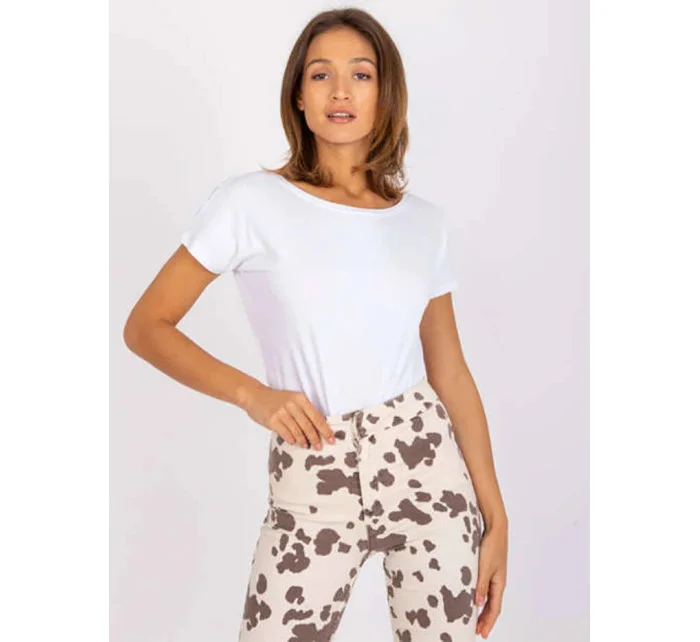 Biele tričko Basic so zadným výstrihom Feel Good (4662-01) Biele tričko Basic so zadným výstrihom Feel Good (4662-01)