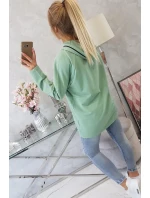 Tmavo mätová tunika na zips s kapucňou Oversize Tmavo mätová tunika na zips s kapucňou Oversize