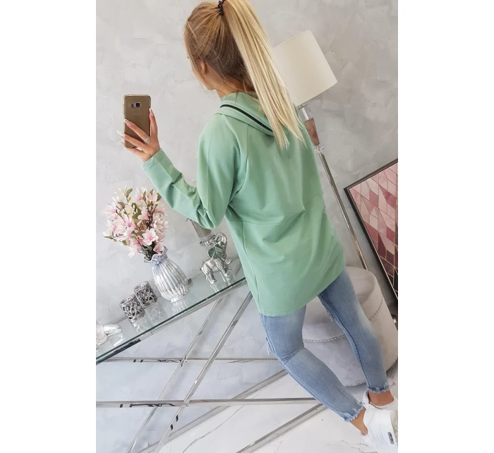 Tmavo mätová tunika na zips s kapucňou Oversize Tmavo mätová tunika na zips s kapucňou Oversize