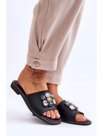 Dámské sandály s kamínky model 21619169 Černá - S.Barski