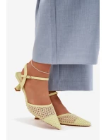 Dámské sandály na podpatku s síťkou Žluté Brilora