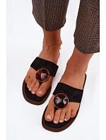 Dámské ploché žabky Černé Eko semiš model 22125642 - Boto