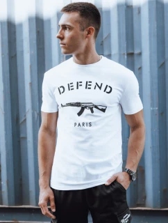 Pánske biele tričko s potlačou FashionStreet RX5578