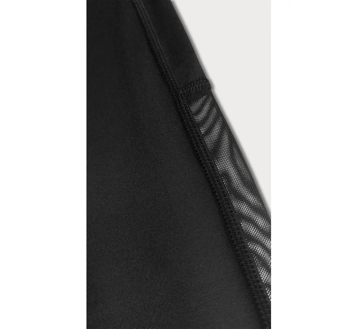 Čierne legíny so vsadkami zo sieťoviny (XL005-1)