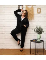 Čierna dámska tepláková súprava plus size s kapucňou na zips (8216)