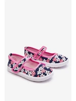 Dziecięce Baleriny W Kwiatuszki Granatowo-Różowe Noah Dziecięce Baleriny W Kwiatuszki Granatowo-Różowe Noah