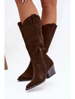 Kožené Semišové Kozačky Dívčí Oteplené Čokoládové Urselle