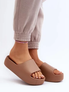 Dámske papuče s hrubou podrážkou, hnedé Oreithano