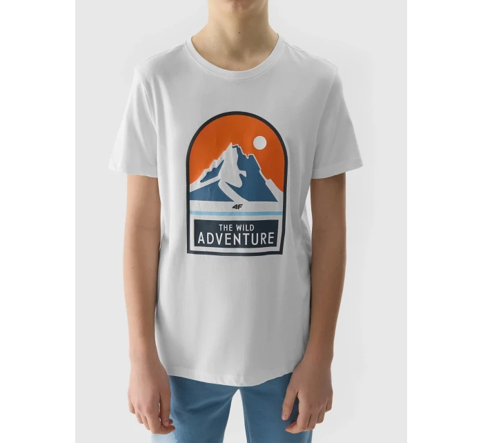 Chlapčenské tričko z organickej bavlny 4F - biele Chlapčenské tričko z organickej bavlny 4F - biele