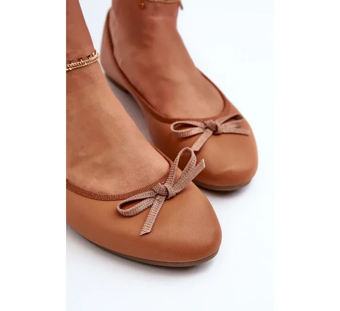 Ekologické kožené baletné topánky s mašľou Camel Sandelal