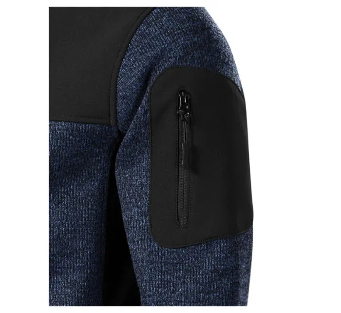 Ležérna softshellová bunda pánska pletená modrá Ležérna softshellová bunda pánska pletená modrá