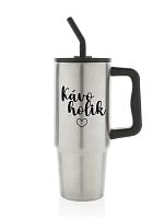 KÁVOHOLIK - strieborný cestovný termohrnček 900 ml