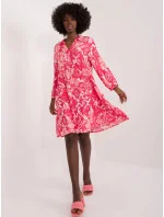 Dámske voľné šaty D73771Z30425A Koralová s bielou - Sublevel