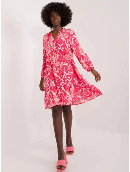 Dámske voľné šaty D73771Z30425A Koralová s bielou - Sublevel