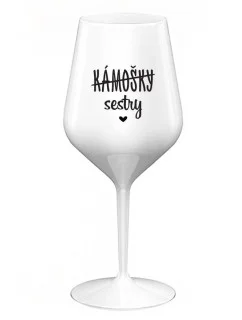 Fľaše - SISTERS - biely nerozbitný pohár na víno 470 ml