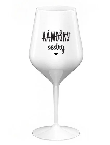 Fľaše - SISTERS - biely nerozbitný pohár na víno 470 ml