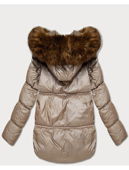 Béžová dámská bunda typu s kapucí model 21428675 - S'WEST Béžová dámská bunda typu s kapucí model 21428675 - S'WEST