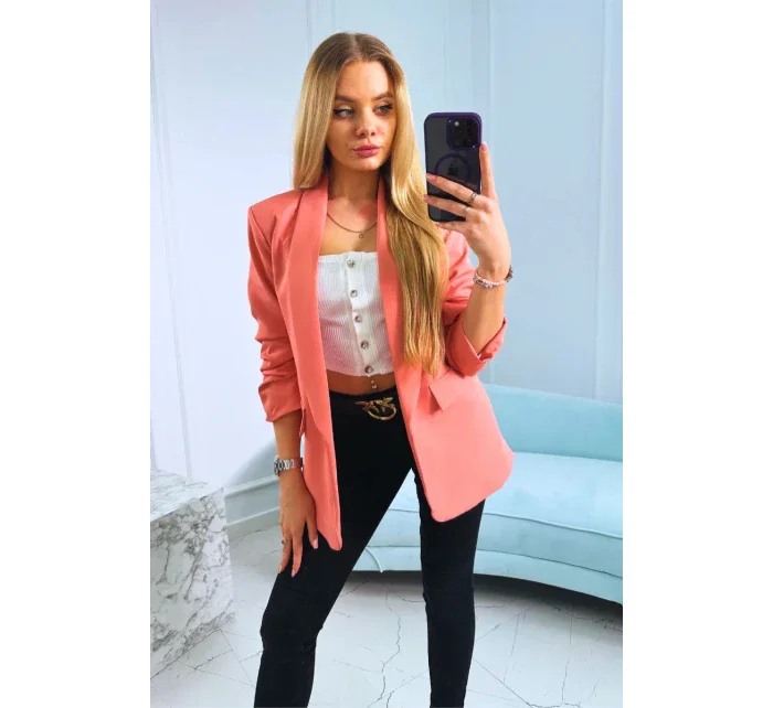 Bunda s klopou elegantní tmavě meruňková Bunda s klopou elegantní tmavě meruňková