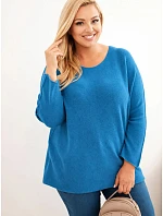 Dámsky sveter vo veľkosti plus size s lodkovým výstrihom v námornom štýle Dámsky sveter vo veľkosti plus size s lodkovým výstrihom v námornom štýle