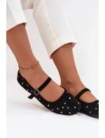 Zdobené dámské baleríny s páskem Černé model 21710849 - Boto