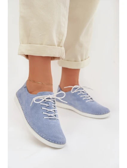 Dámské polobotky z přírodního semiše model 22013889 Modré - S.Barski