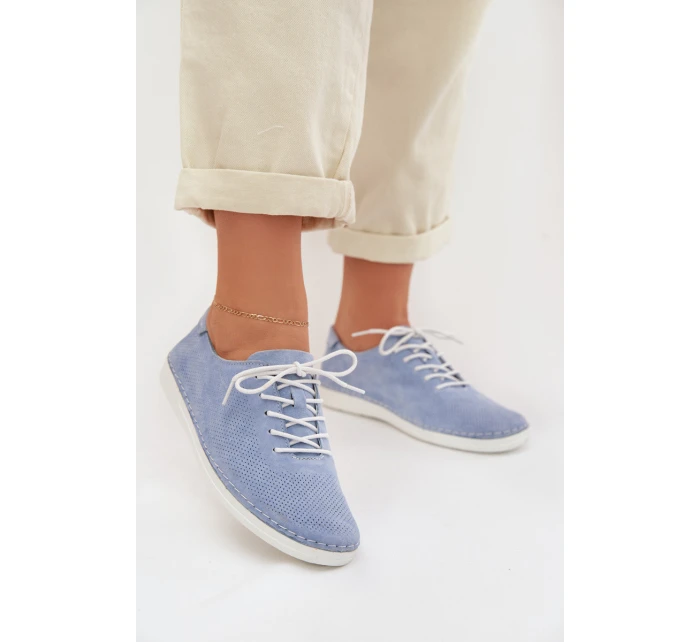 Dámské polobotky z přírodního semiše model 22013889 Modré - S.Barski