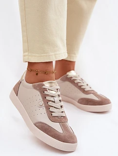 Dámské tenisky z přírodní kůže model 22101249 Béžové - S.Barski