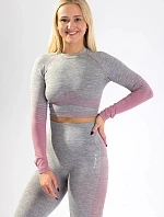 Dámsky CropTop s dlhým rukávom 5.0. ružový melír - Naine