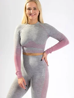 Dámsky CropTop s dlhým rukávom 5.0. ružový melír - Naine