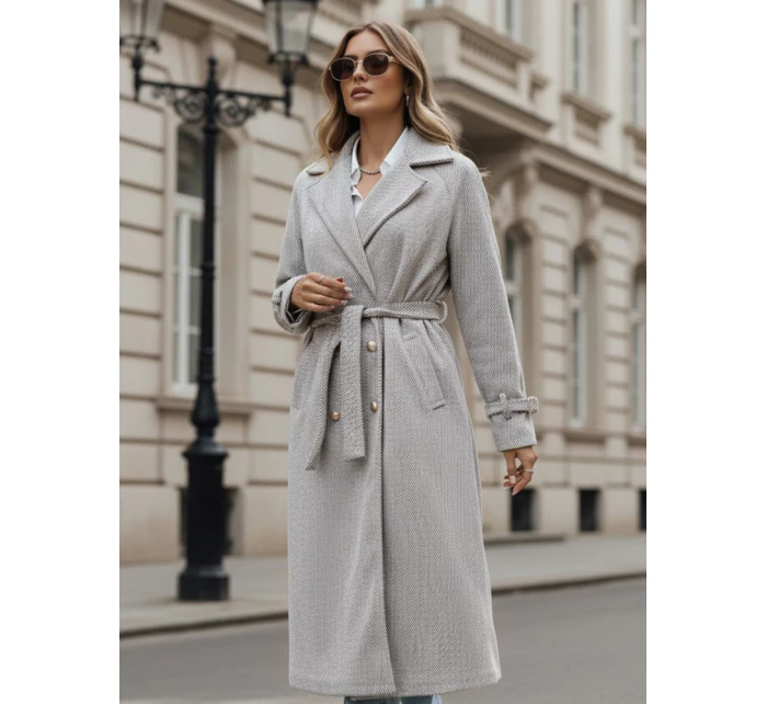 Dámsky oversize kabát CAMELLYN dlhý béžový FashionStreet NY0744