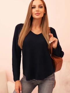Dámský svetr s viskózou a výstřihem model 21268123 - K-Fashion