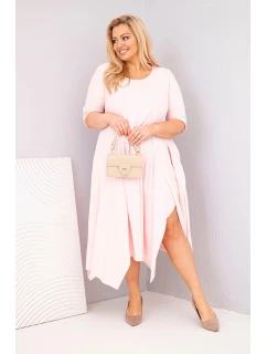 Dámska bavlnená sukňa s asymetrickým lemom Plus Size Powder Pink