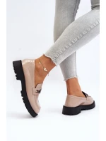 Dámské mokasíny na ploché podrážce béžové model 21649166 - VINCEZA Dámské mokasíny na ploché podrážce béžové model 21649166 - VINCEZA