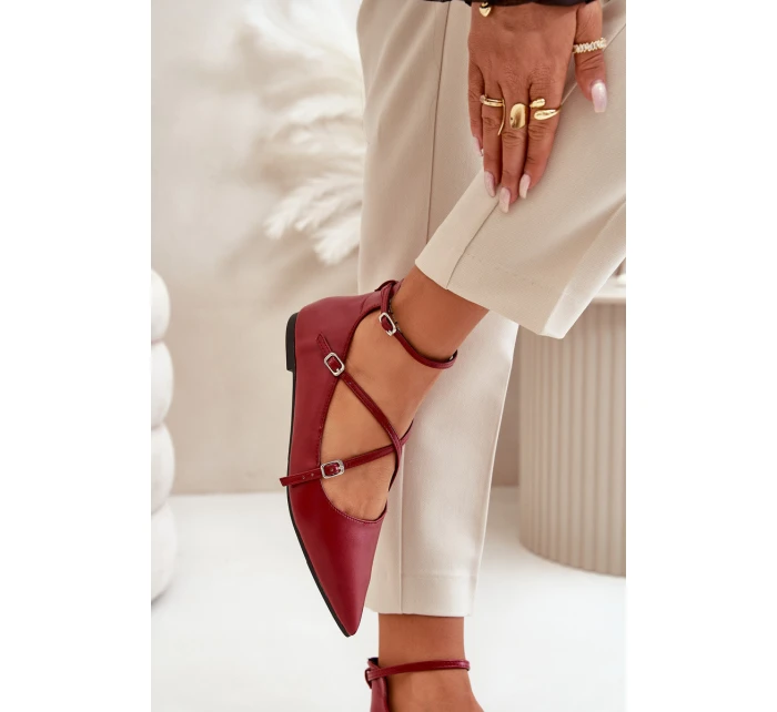 Dámské baleríny se a pásky bordové model 21670189 - Boto Dámské baleríny se a pásky bordové model 21670189 - Boto