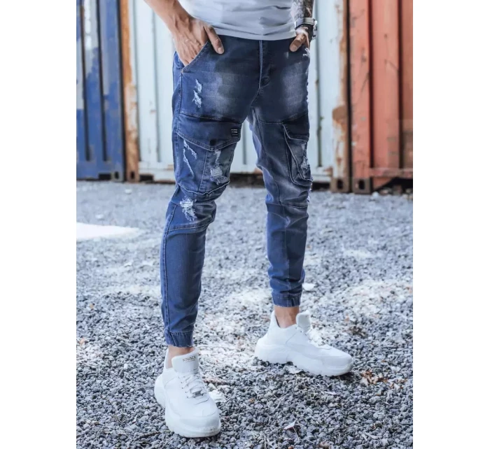 Modré pánske nohavice FashionStreet UX3285