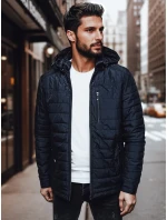 Pánská přechodná prošívaná bunda s kapucí tmavě modrá Dstreet model 21983026 - FashionStreet