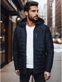 Pánská přechodná prošívaná bunda s kapucí tmavě modrá Dstreet model 21983026 - FashionStreet