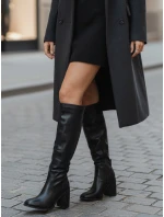 Dámske čierne čižmy na podpätku FashionStreet ZY1334 Dámske čierne čižmy na podpätku FashionStreet ZY1334