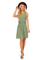 VICTORIA - dámske trapézové šaty v olivovej farbe 296-6