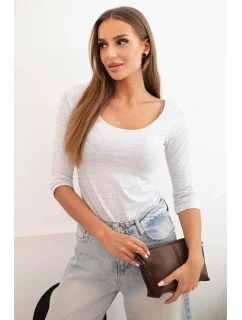 Blúzka s okrúhlym výstrihom svetlo sivá