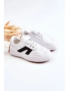 Dziecięce Skórzane Niskie Buty Sportowe Biało-Czarne Jessie