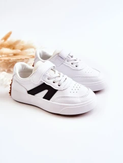 Dziecięce Skórzane Niskie Buty Sportowe Biało-Czarne Jessie