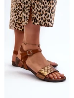 Ploché Kožené Dámské Sandály model 21661414 - Zazoo Ploché Kožené Dámské Sandály model 21661414 - Zazoo